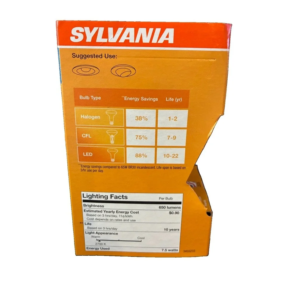 SYLVANIA 65W 120V Indoor Flood BR30 Light Bulb 650 Lumens New in Box Soft White